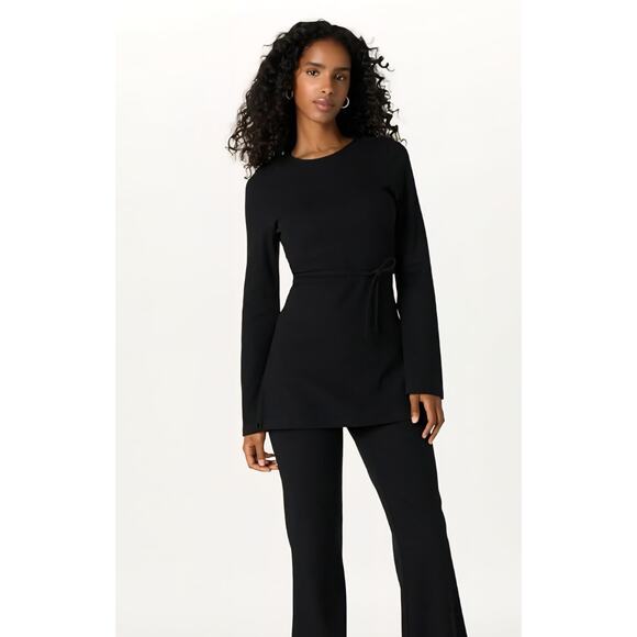 The Drop Tops - The Drop Black Long Ribbed Tunic Top Size Small NWT